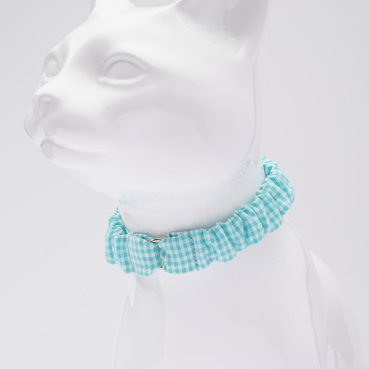 シュシュ猫首輪 ギンガムチェック ミントグリーン