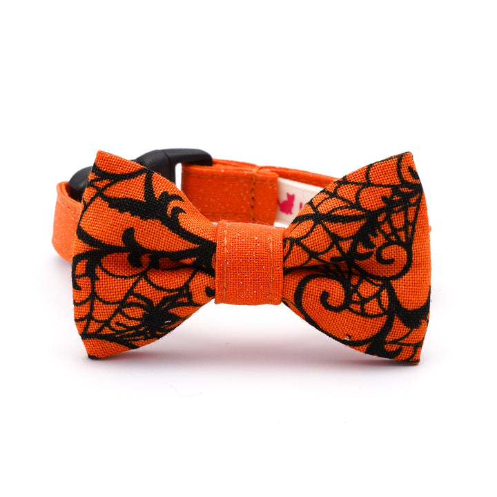 リボン付き猫首輪 ハロウィン スパイダー オレンジ