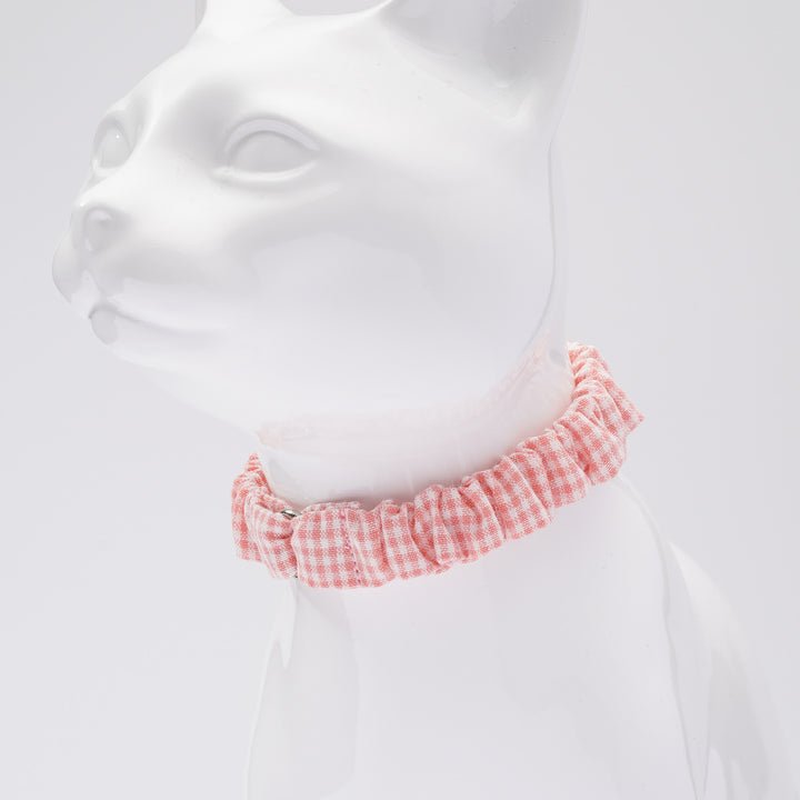 シュシュ猫首輪 ギンガムチェック ピンク