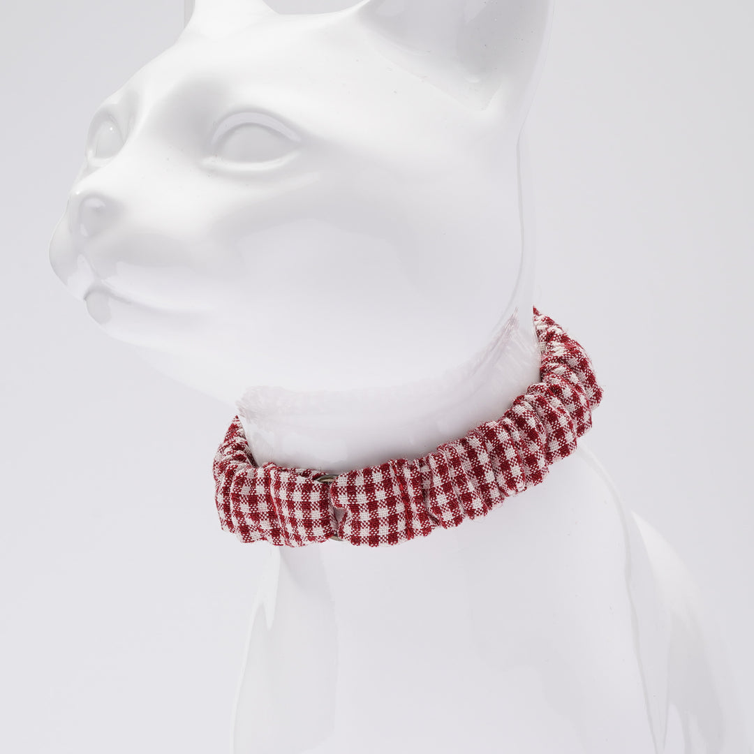 シュシュ猫首輪 クラシックギンガム ローズ