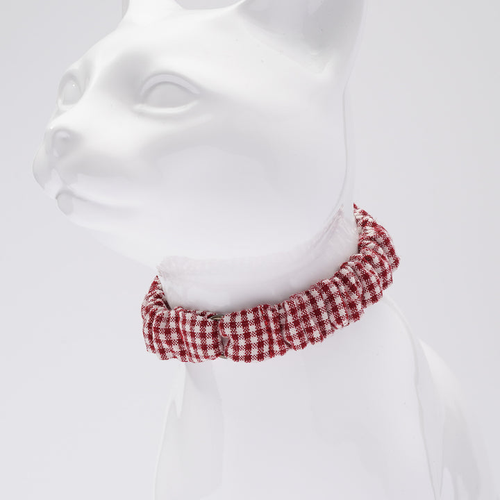 シュシュ猫首輪 クラシックギンガム ローズ