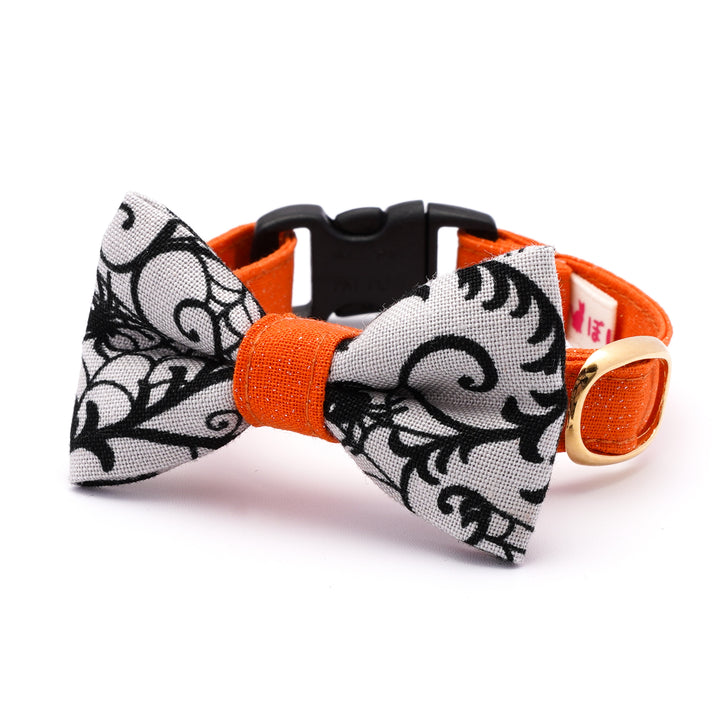 リボン付き猫首輪 ハロウィン スパイダー グレー