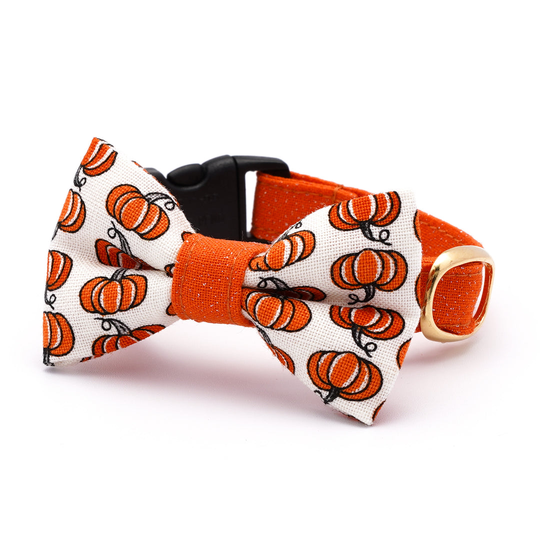 リボン付き猫首輪 ハロウィン プチ・パンプキン オフホワイト