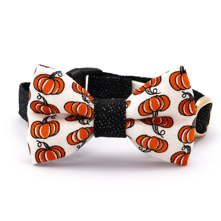 リボン付き猫首輪 ハロウィン プチ・パンプキン オフホワイト