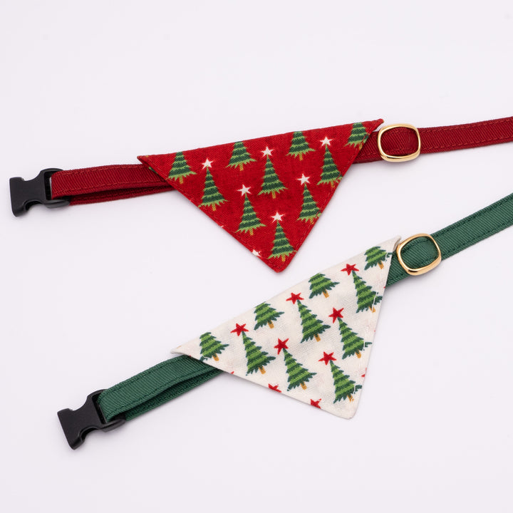 バンダナ付き猫首輪 クリスマス もみの木 オフホワイト