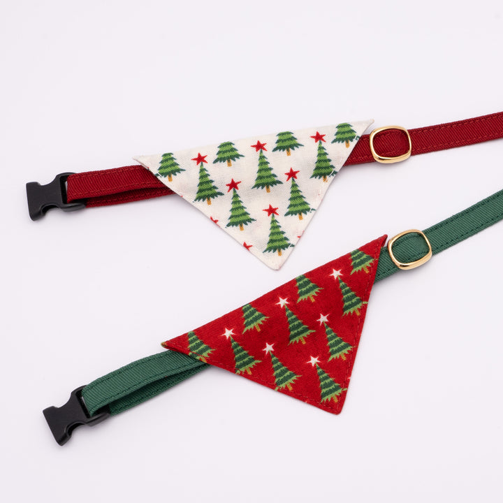 バンダナ付き猫首輪 クリスマス もみの木 オフホワイト