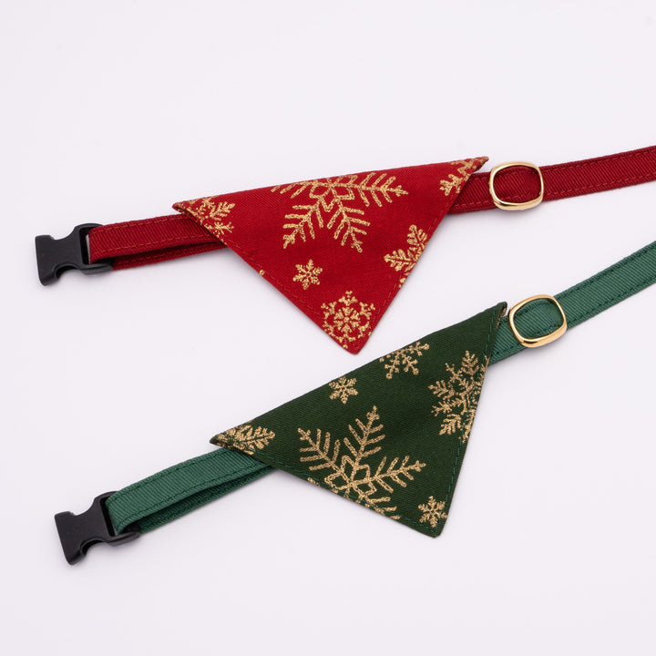 バンダナ付き猫首輪 クリスマス スノーフレイク レッド