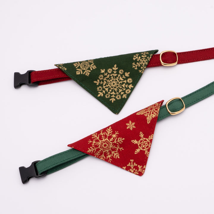 バンダナ付き猫首輪 クリスマス スノーフレイク レッド