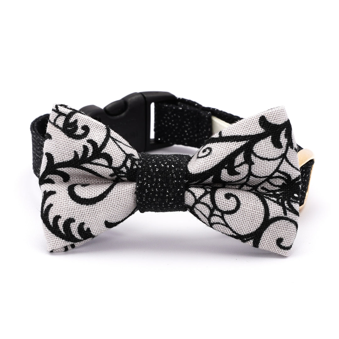 リボン付き猫首輪 ハロウィン スパイダー グレー