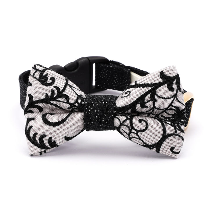 リボン付き猫首輪 ハロウィン スパイダー グレー