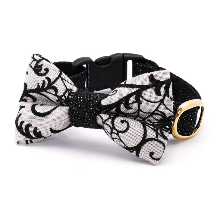 リボン付き猫首輪 ハロウィン スパイダー グレー