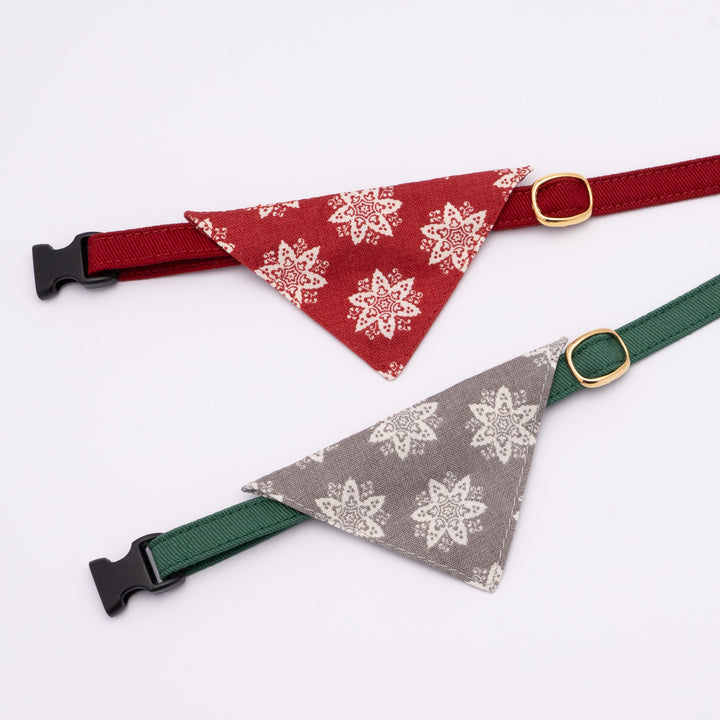 バンダナ付き猫首輪 クリスマス ヘキサゴン グレー