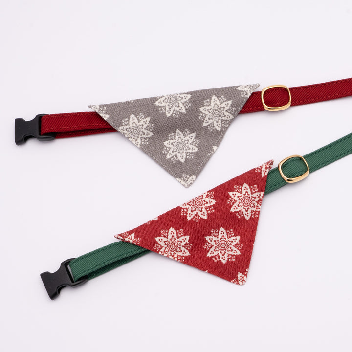 バンダナ付き猫首輪 クリスマス ヘキサゴン グレー