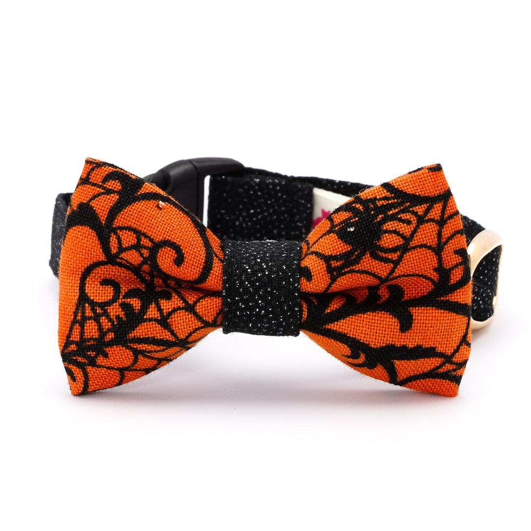 リボン付き猫首輪 ハロウィン スパイダー オレンジ