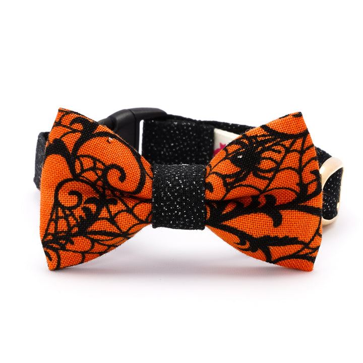 リボン付き猫首輪 ハロウィン スパイダー オレンジ