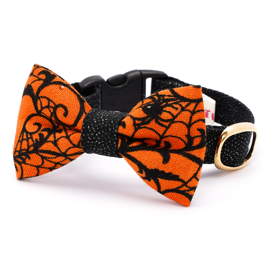 リボン付き猫首輪 ハロウィン スパイダー オレンジ