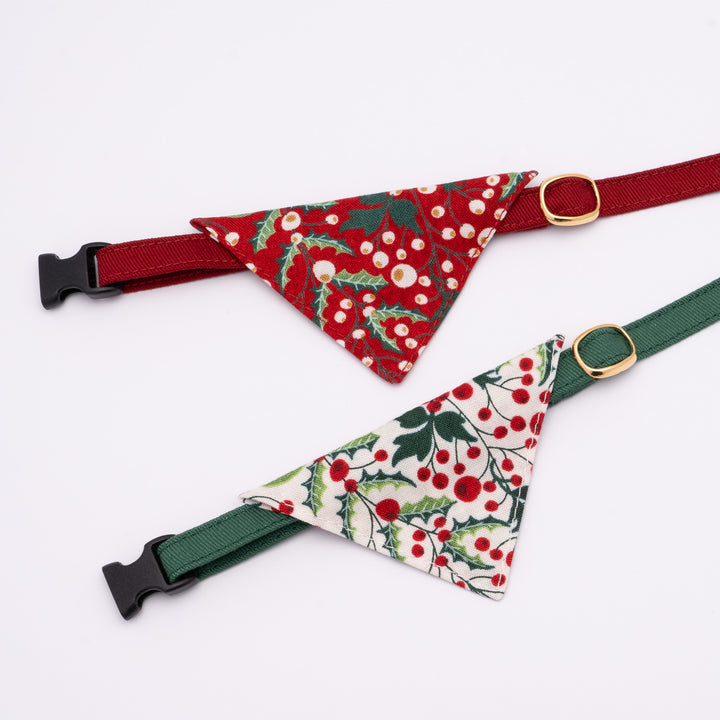 バンダナ付き猫首輪 クリスマス ベリー レッド