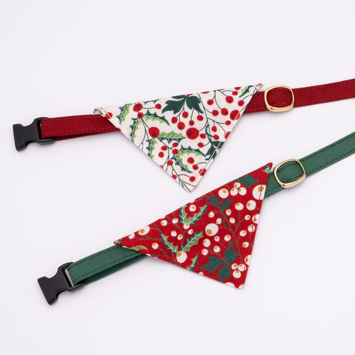 バンダナ付き猫首輪 クリスマス ベリー レッド