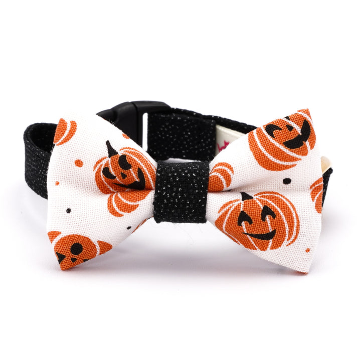 リボン付き猫首輪 ハロウィン ジャック・オー・ランタン ホワイト
