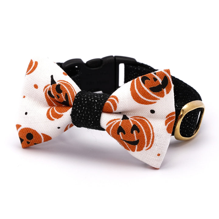 リボン付き猫首輪 ハロウィン ジャック・オー・ランタン ホワイト