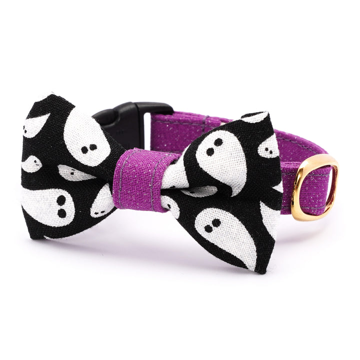 リボン付き猫首輪 ハロウィン ゴースト ブラック