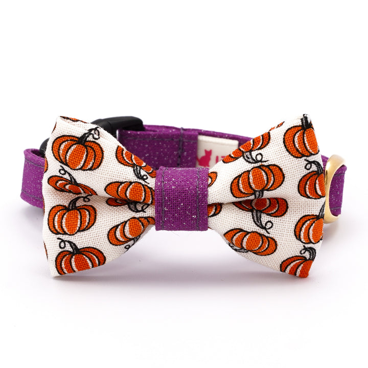 リボン付き猫首輪 ハロウィン プチ・パンプキン オフホワイト