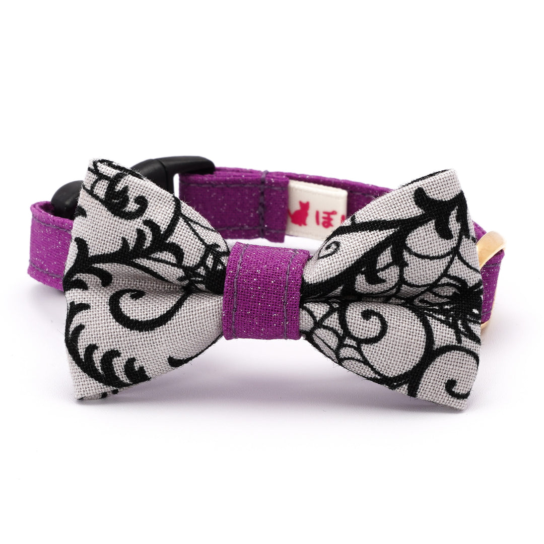 リボン付き猫首輪 ハロウィン スパイダー グレー