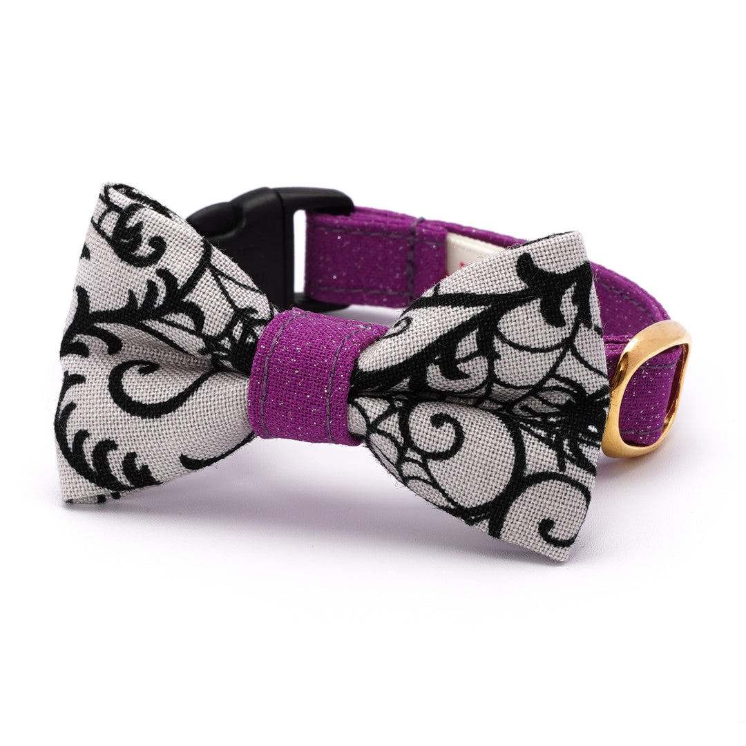 リボン付き猫首輪 ハロウィン スパイダー グレー