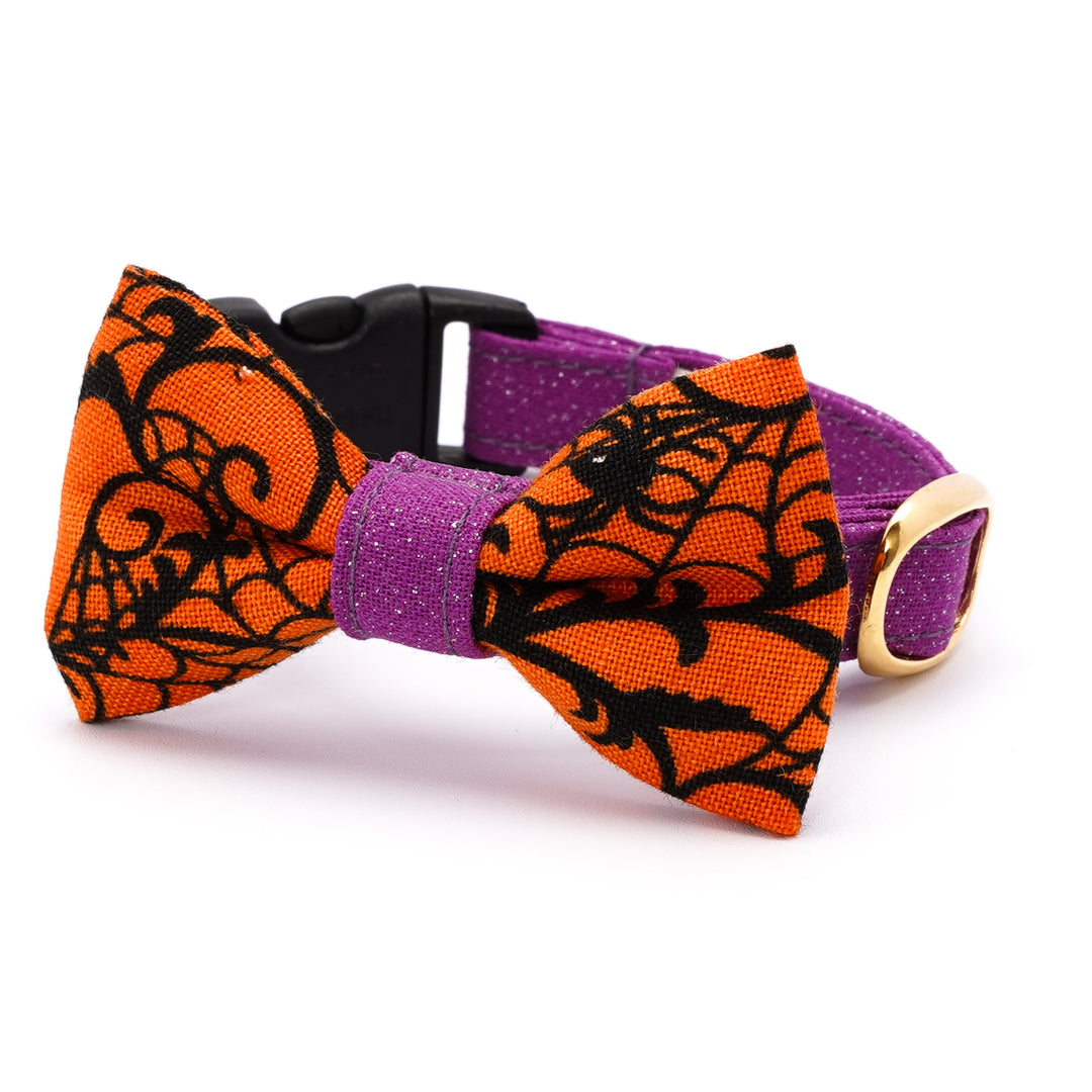 リボン付き猫首輪 ハロウィン スパイダー オレンジ