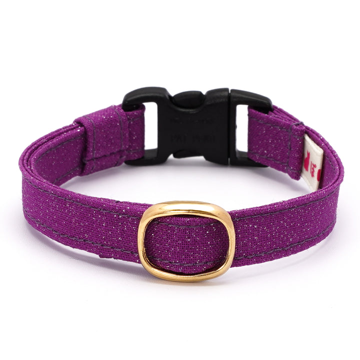 猫首輪 ハロウィン シルバーラメ パープル