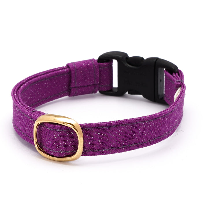 猫首輪 ハロウィン シルバーラメ パープル