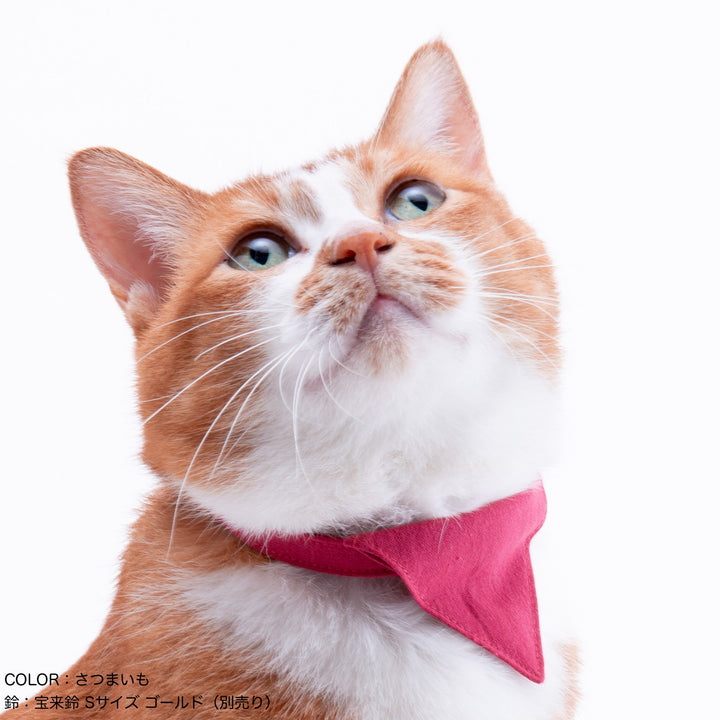 バンダナ付き猫首輪 MUJIコットンプレーン 紺