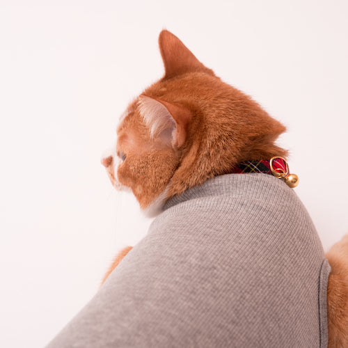 猫首輪 タータンチェック レッド - ぽぽねこ公式オンラインショップ