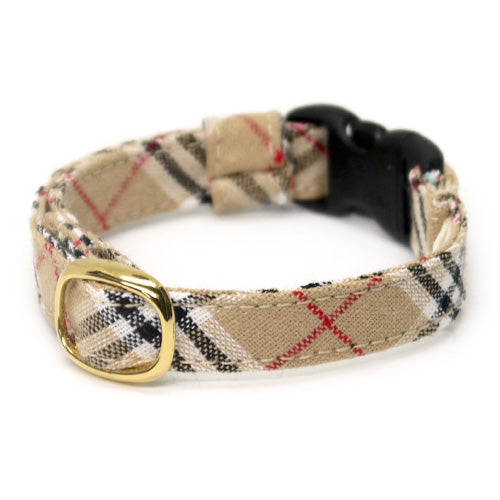 猫首輪 タータンチェック ベージュ - ぽぽねこ公式オンラインショップ