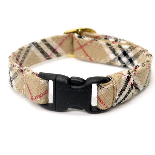 猫首輪 タータンチェック ベージュ - ぽぽねこ公式オンラインショップ