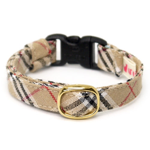猫首輪 タータンチェック ベージュ - ぽぽねこ公式オンラインショップ