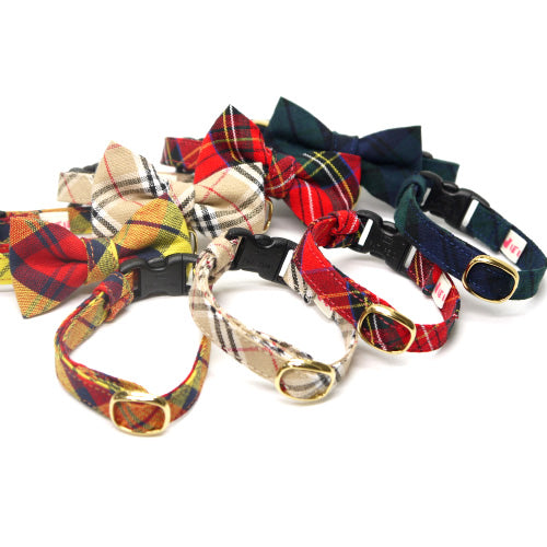 猫首輪 タータンチェック レッド - ぽぽねこ公式オンラインショップ