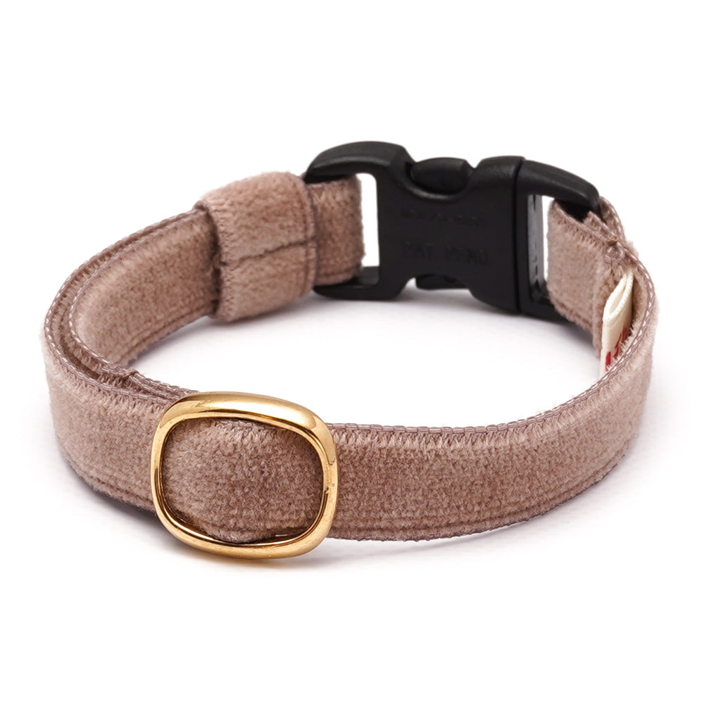 猫首輪 ベルベット ダークベージュ