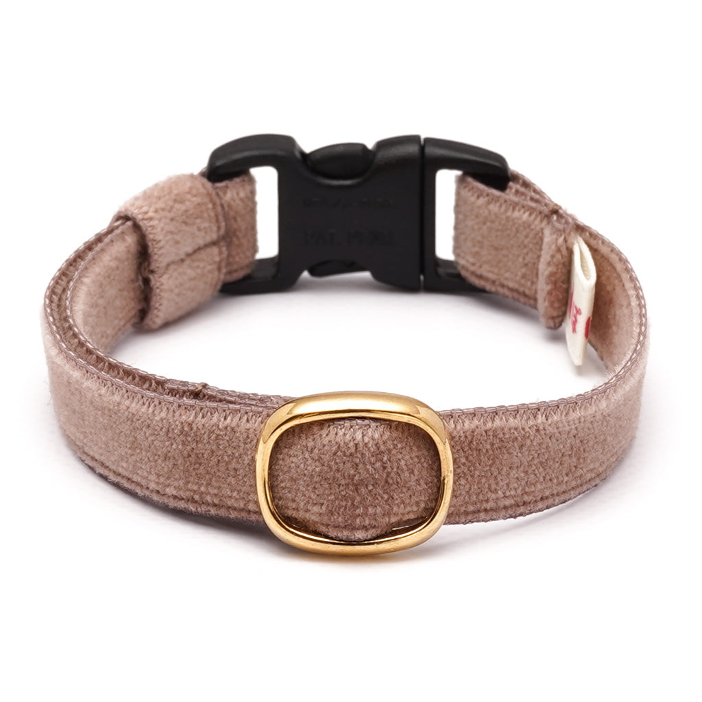猫首輪 ベルベット ダークベージュ