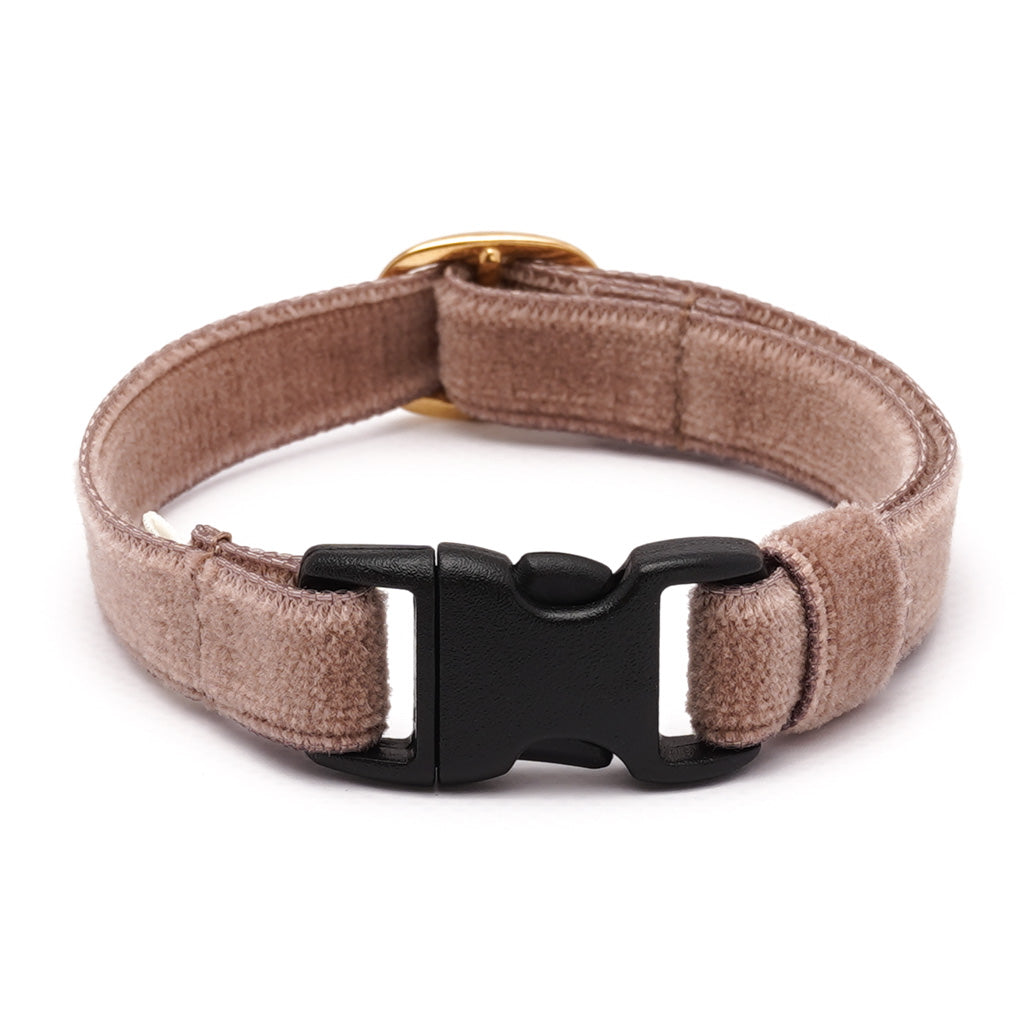 猫首輪 ベルベット ダークベージュ