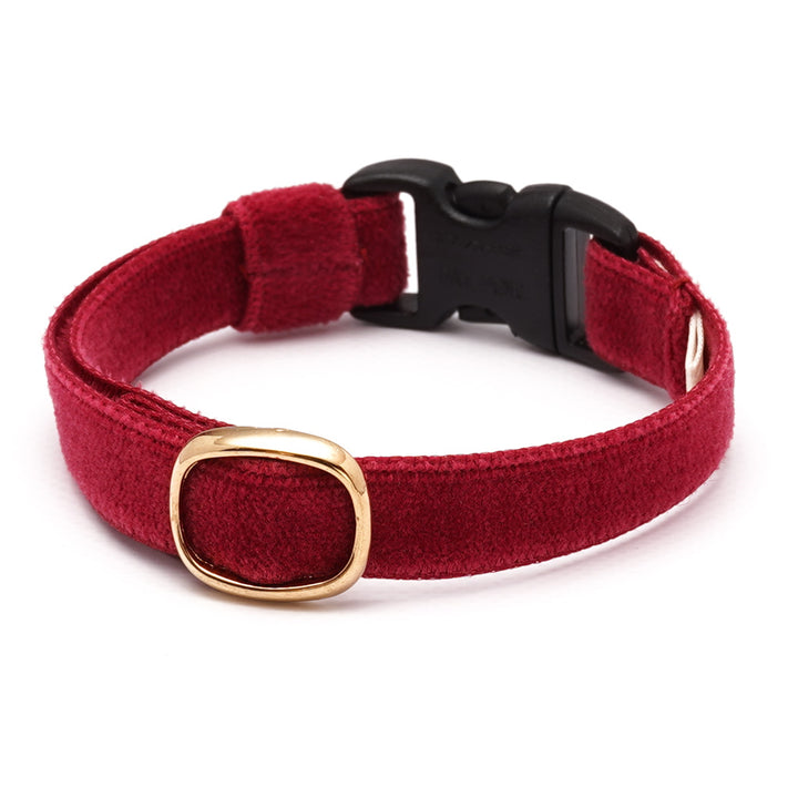 猫首輪 ベルベット ダークレッド