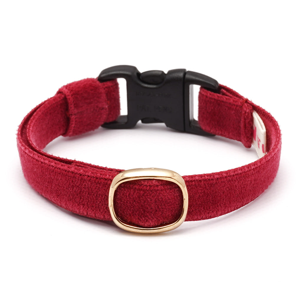 猫首輪 ベルベット ダークレッド