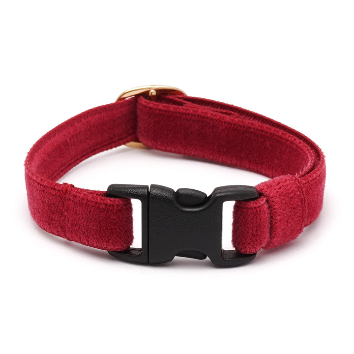 猫首輪 ベルベット ダークレッド