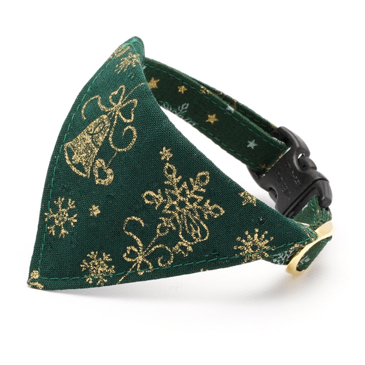 バンダナ付き猫首輪 クリスマス スノークリスタル グリーン