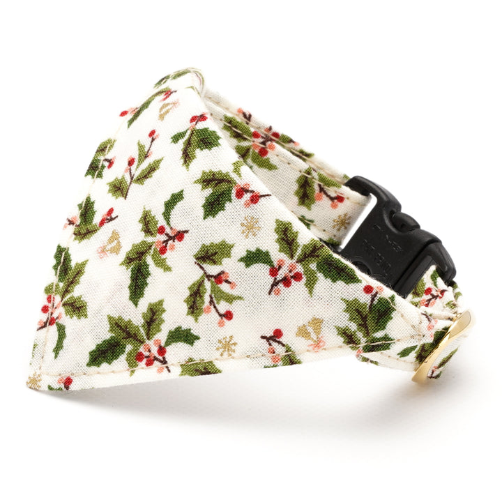 バンダナ付き猫首輪 クリスマス ヒイラギ アイボリー