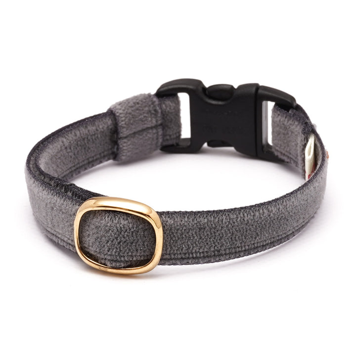 猫首輪 ベルベット ダークグレー