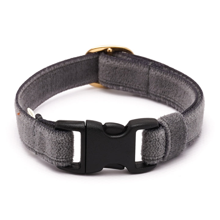 猫首輪 ベルベット ダークグレー