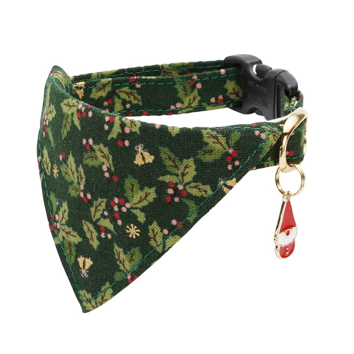 バンダナ付き猫首輪 クリスマス ヒイラギ グリーン