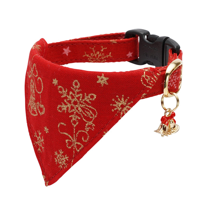 バンダナ付き猫首輪 クリスマス スノークリスタル レッド