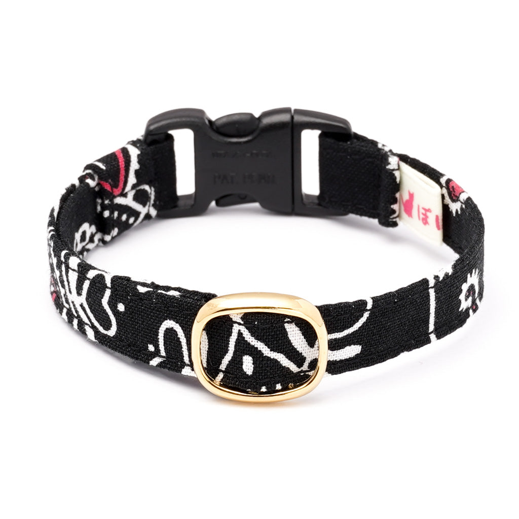 猫首輪 ペイズリー ブラック